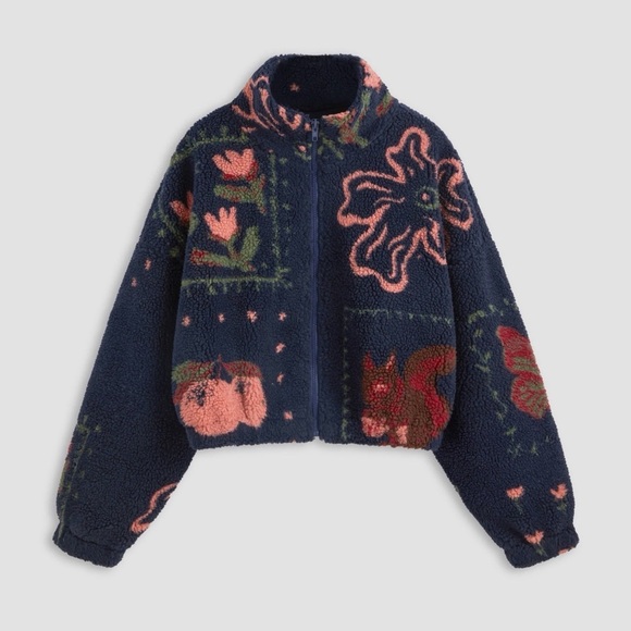 Cider Jackets & Blazers - Cider FLEECE HIGH NECK GRAPHIC ZIPPER JACKET L SKY-1